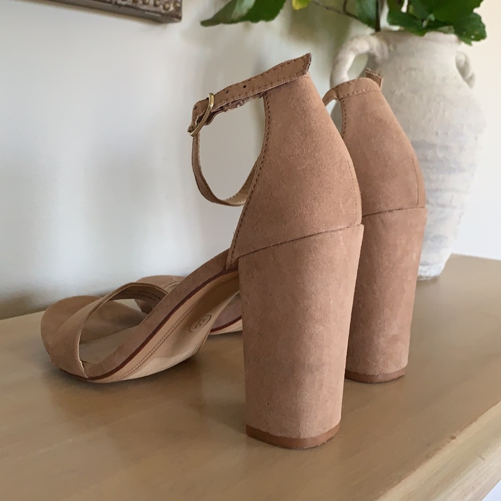 Nude Ankle Strap Block Heel